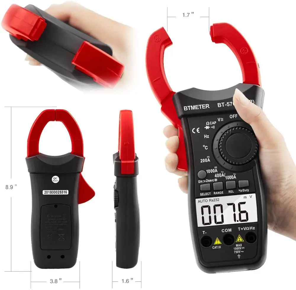 Фото Цифровые клещи BTMETER True RMS, измеритель тока и напряжения переменного/постоянного тока с автоматическим диапазоном 6000 и дисплеем, тест на вводный ток, 570N №2