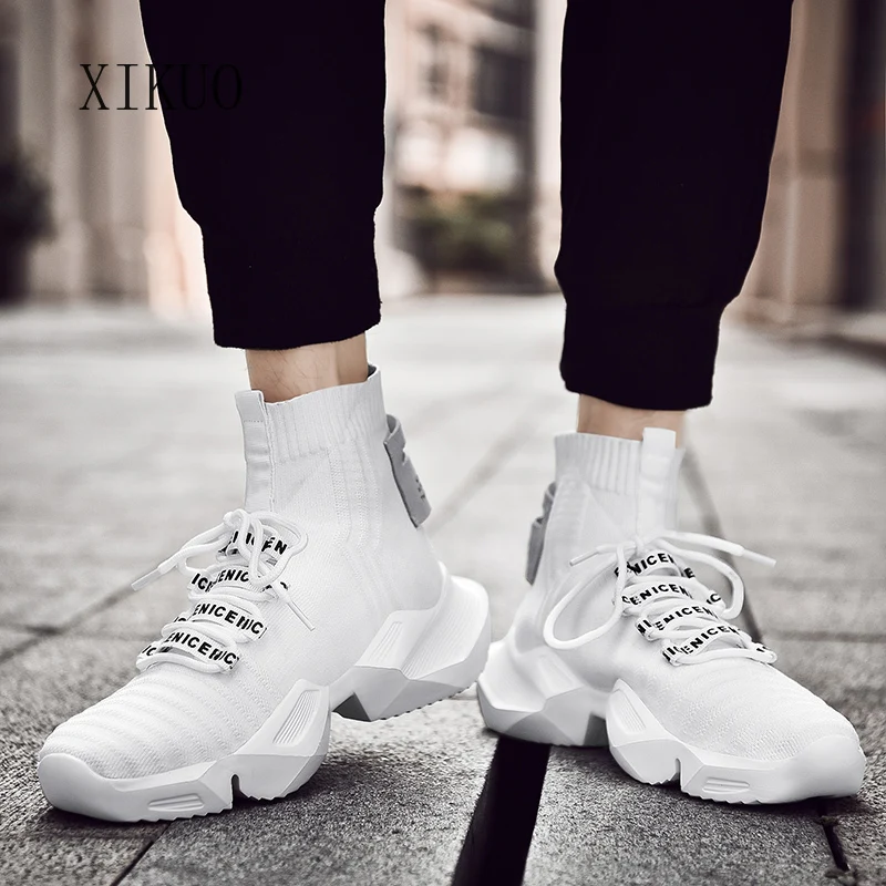 

Men's Shoes High Top Luxury Platform Shoes Men's Flying Knit Socks Sneakers Men's Casual Shoes Black Chaussure Homme Zapatos