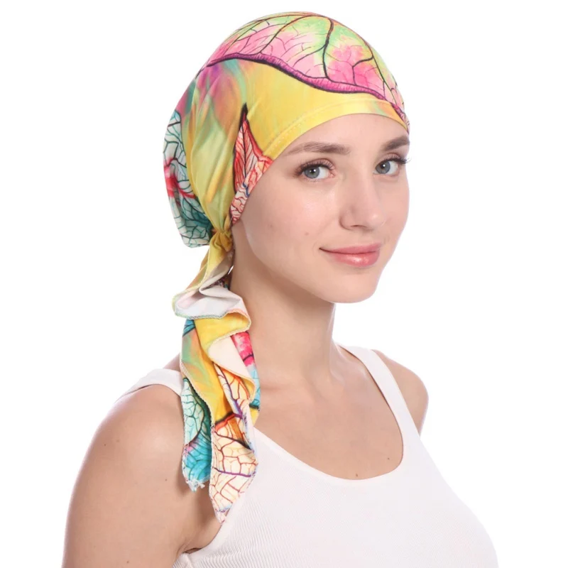 Мусульманская шапка под хиджаб стрейч цветочный шифон chemo шапки индийский