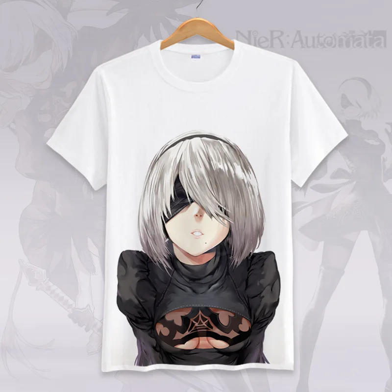 Футболка для косплея NieR: Automata 2B YoRHa No.2 тип B летняя футболка мультяшный Топ аниме