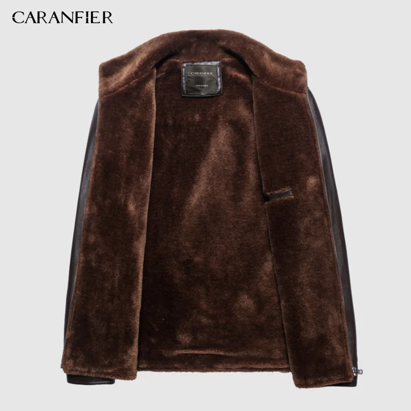 CARANFIER новая зимняя мотоциклетная мужская кожаная куртка плюс бархатная ветровка