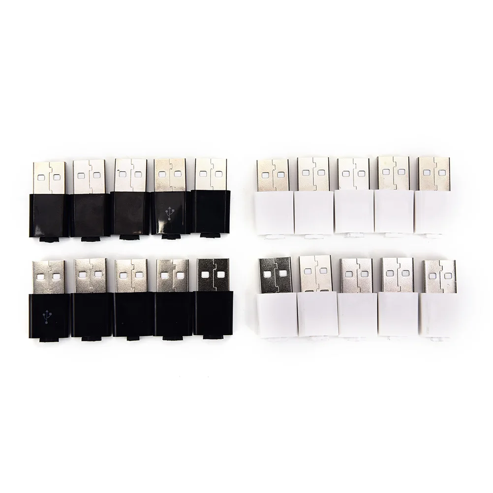 

10pcs/ Sets 5 Pin Plug Connector 5 Pin DIY Micro USB Welding Type Male W/Plastic Cover White Black