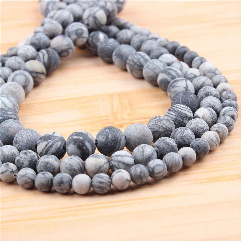 

Natural Black Network 4/6/8/10/12mmBeadRoundBeadSpacerJewelryBeadLooseBeadsForJewelryMakingDIYBracelet