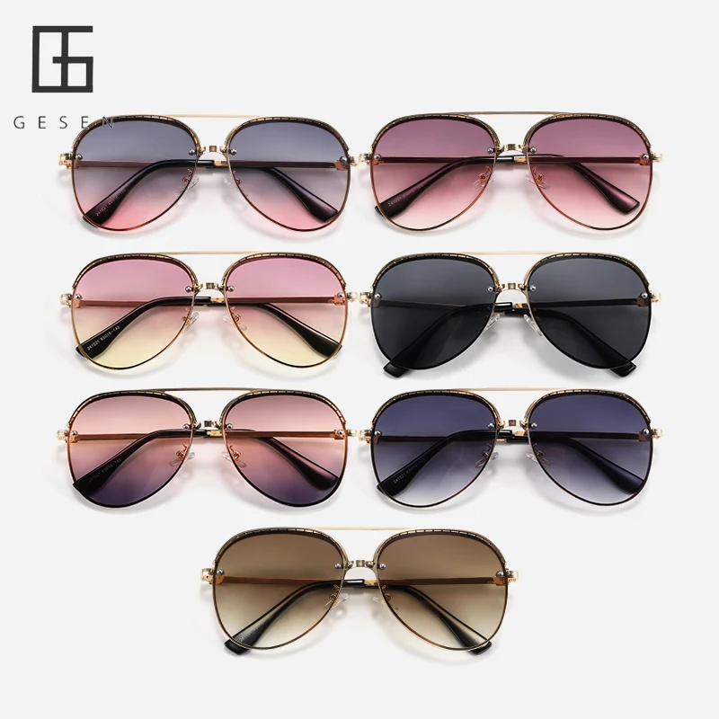 

GESEN 2021 Fashion Metal Frame Round Sunglasses Women Traveling Style UV400 Sun Glasses Lunett De Sol