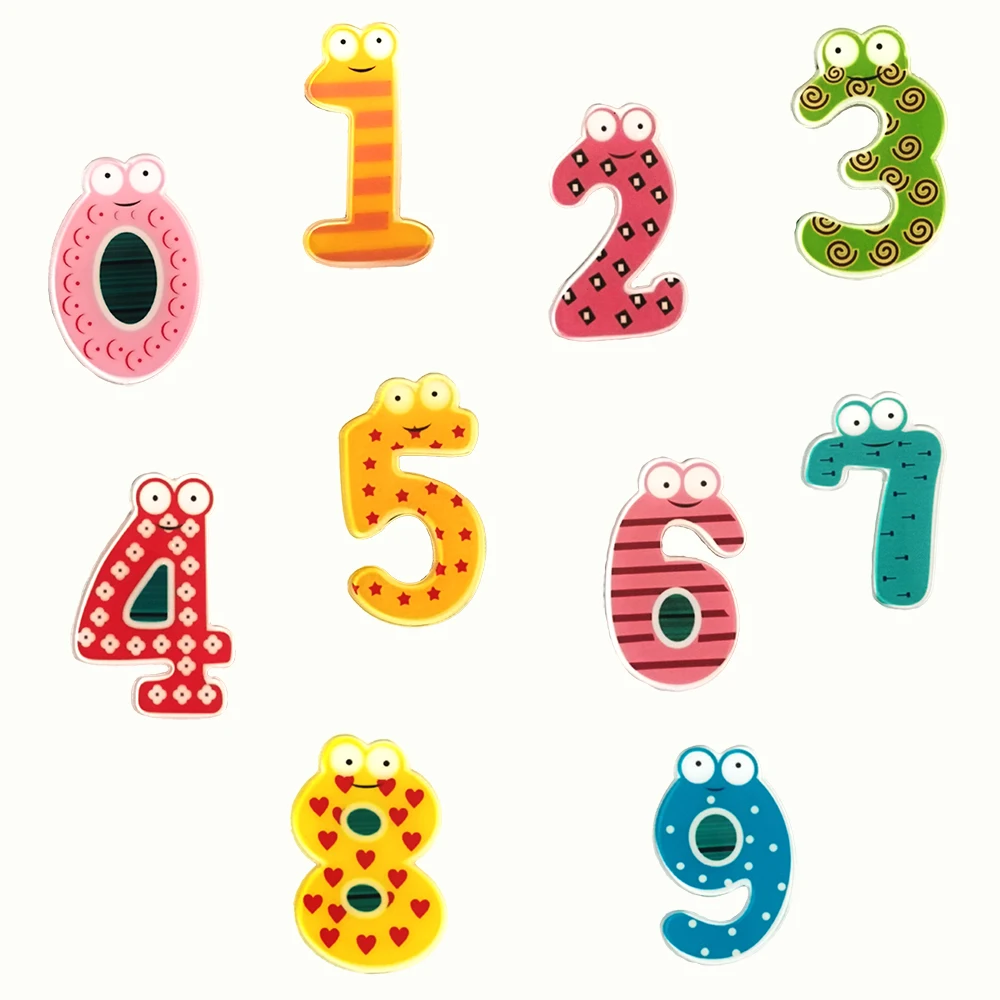10Pcs/Set Cute Animal Pins Custom Funny Frog Arabic Numerals Brooches  Cartoon Acrylic Lapel Pin Jewelry Badges Gift For Kids