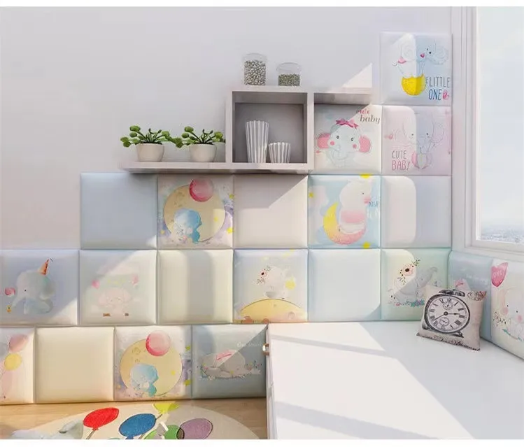 

Kids Room Anti-Collision Soft Pack Bed Headboard Wall Stickers Bedroom Decor Aesthetic Front Panels 3D Headboards Self-adhesive