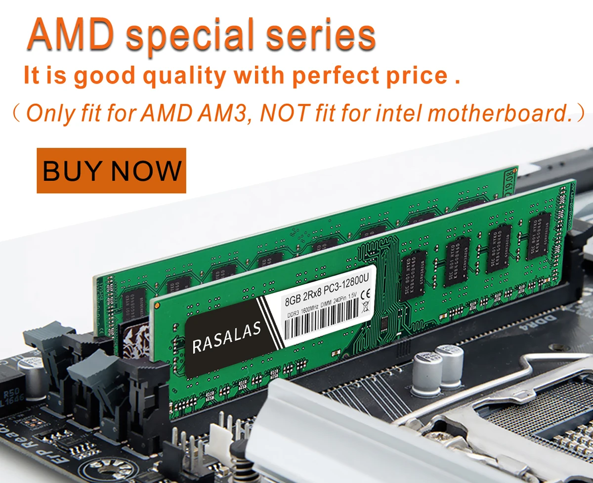 Rasalas 8GB 2Rx8 PC3-10600U DDR3 1333Mhz 1,5V 240Pin NO-ECC DIMM Настольный ПК Оперативная память синий