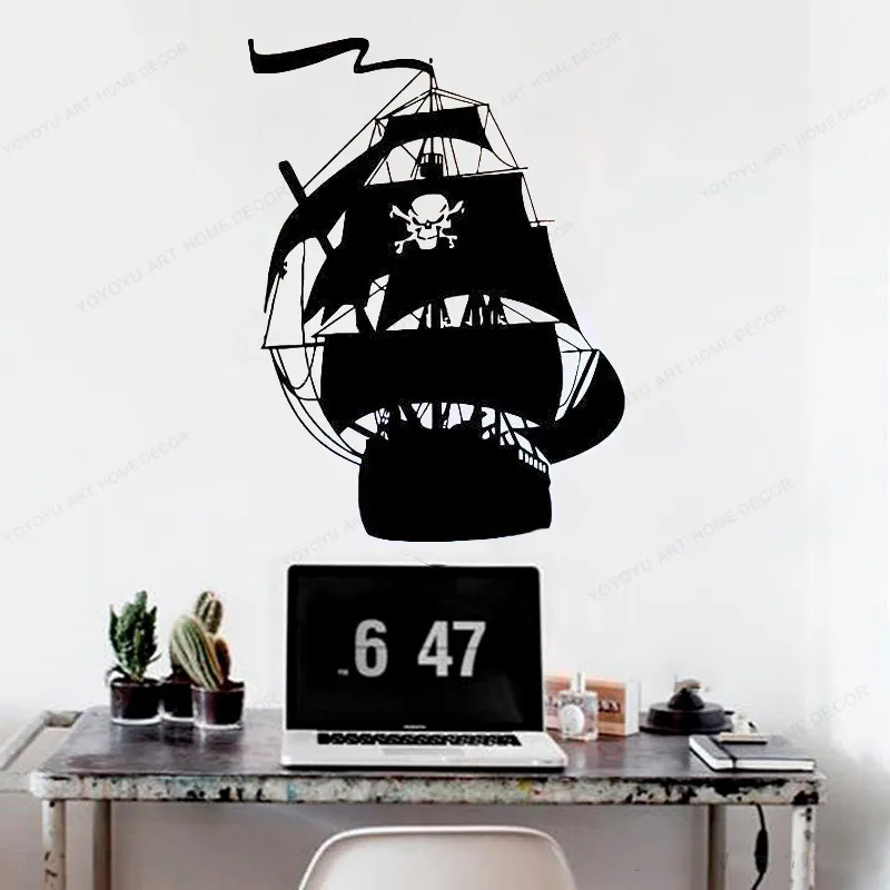 

Cartoon Ship Pirates Hook Wall Sticker Vinyl Ship Pirates Wall Decal for Boys Room Teenager Room wall Decor JH387