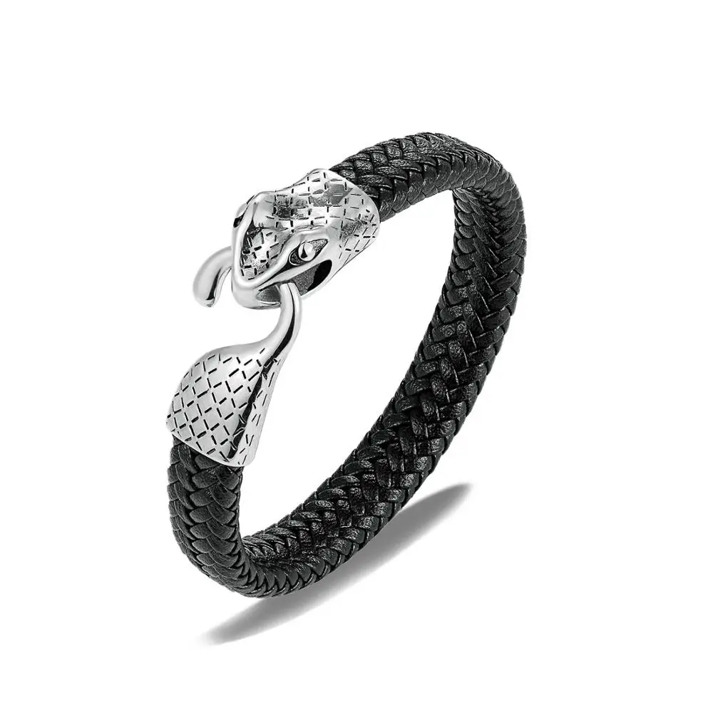 Новый мужской кожаный плетеный браслет из нержавеющей стали Кожаный Плетеный с