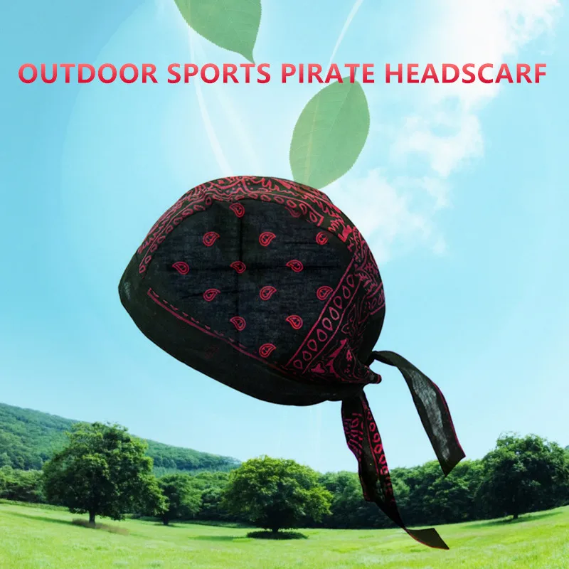 

2@# Multi-Color Cotton Printed Single Cashew Cycling Headscarf American European Outdoor Hip-Hop Pirate Sports Hat Headscarf