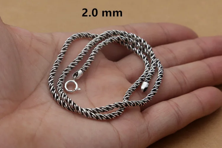 2 mm Твердые 925 пробы Серебряная тесьма на веревочной цепочке Цепочки и ожерелья для изготовления ювелирных изделий Топ ювелирных изделий Ремесла Компоненты 925 цепи диаметр 1,0/1,5/2,0 мм - Цвет: 2 mm