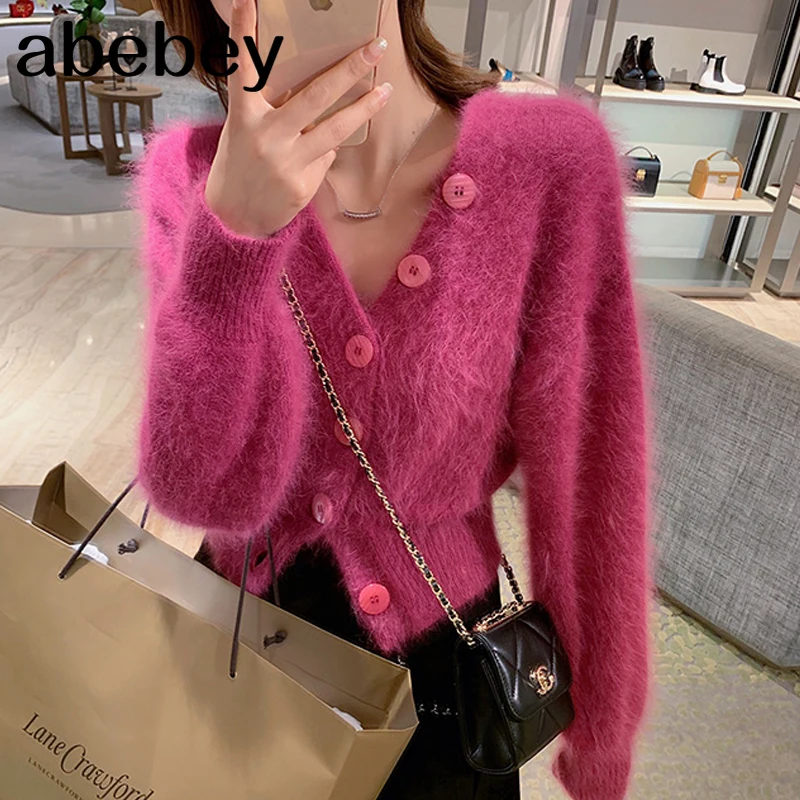 

Thick Sweater Women Oversized V-Neck Cardigans Spring Autumn Chic Knitted Loose Tops Casual Fashion Female Warm Coat