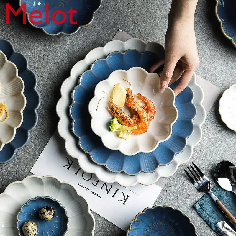 

Кружевная винтажная керамическая посуда, миска для риса, персонализированная креативная миска для лапши, семейная миска и набор посуды