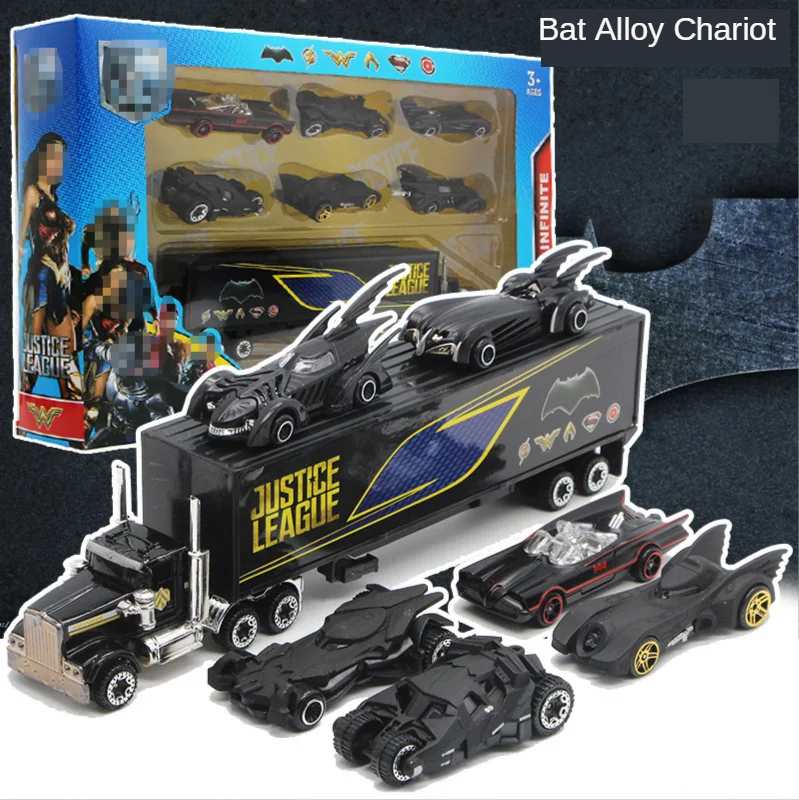 

Bat Alloy Chariot Toy Sets 6 Chariot With Container Truck Children's Pocket Car Model Toy Birthday Xmas Gift