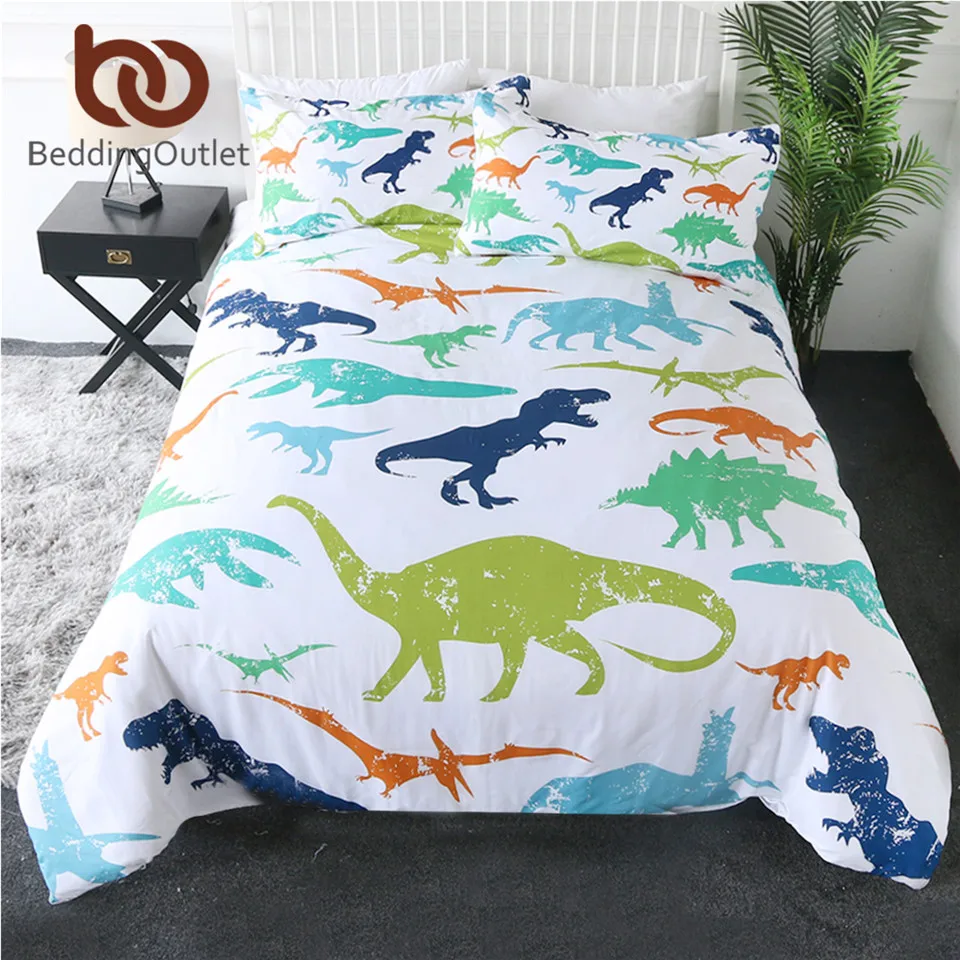 Комплект постельного белья с динозаврами яркий комплект из 3 предметов рисунком