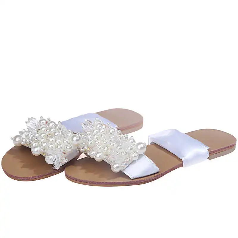 

New pearl Bohemian women's sandals Roman shoes breathable flat shoes