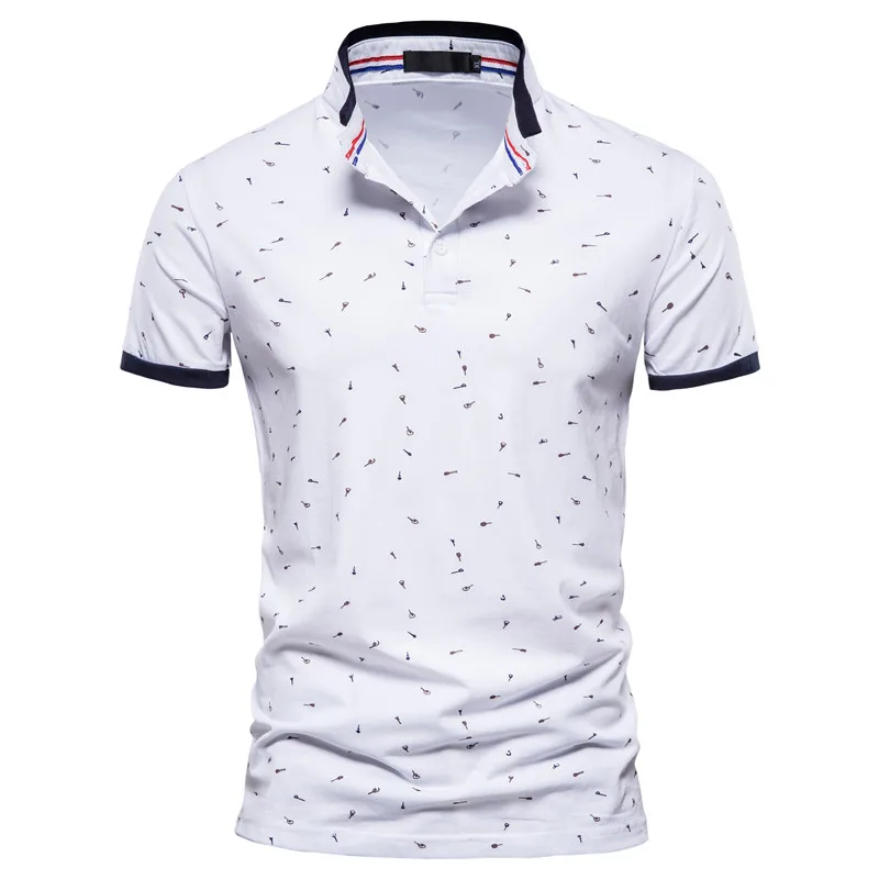 

GELITAYIN Casual Printed Polo Shirts Men Slim Fit Stand Collar Cotton Men's T-Shirt Pop Summer High Quality Classic Men Clothing