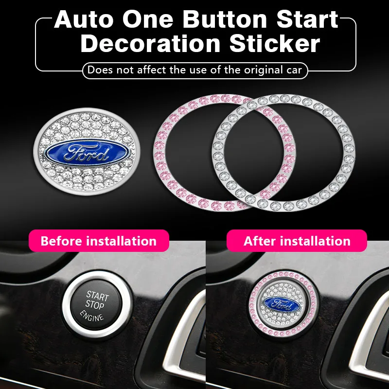 

Rhinestone One-Key Engine Ignition Push Button Decorative For Ford Focus Mondeo 2011 C-max Fiesta Ranger Fusion Car Accessories
