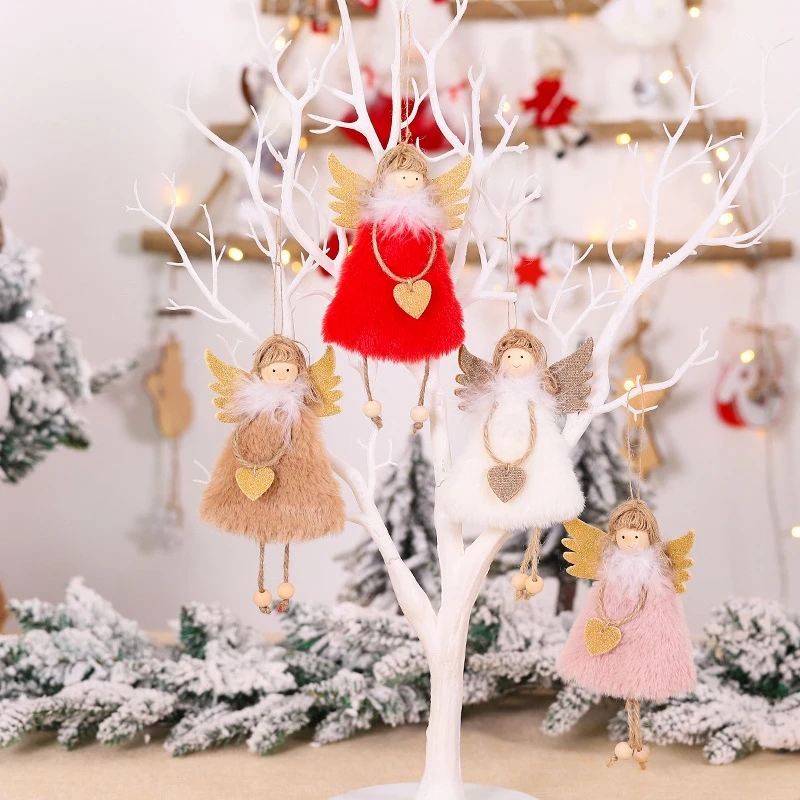 

Christmas Hanging Ornament Plush Love Heart Angel Doll Pendant Christmas Tree Decoration Kids Gift navidad Happy New Year 2023