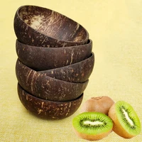12 15cm natural coconut bowl set handmade coconut shell tableware wood spoon dessert fruit salad mixing bowl rice ramen bowl