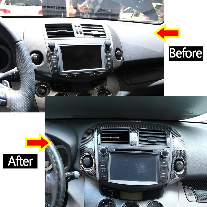 

For Toyota RAV4 2006-2012 Real Carbon Fiber 3D Sticker Warning light switch panel Trim Interior Car Accessories