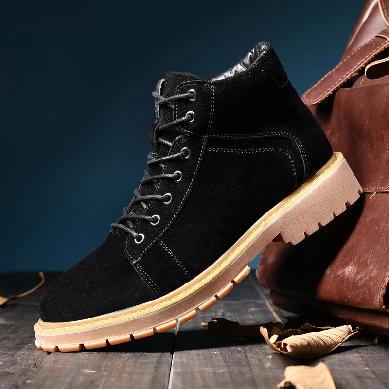 

Men's Martin Shoes British Style Fashion Leather Tooling Shoes Thick Bottom Non-slip Casual High-Top Shoes Trend Men Shoes