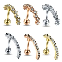 1pc stainless steel mini stud earrings 20g crystal helix cartilage tragus lobe ear piercing body jewelry women earrings