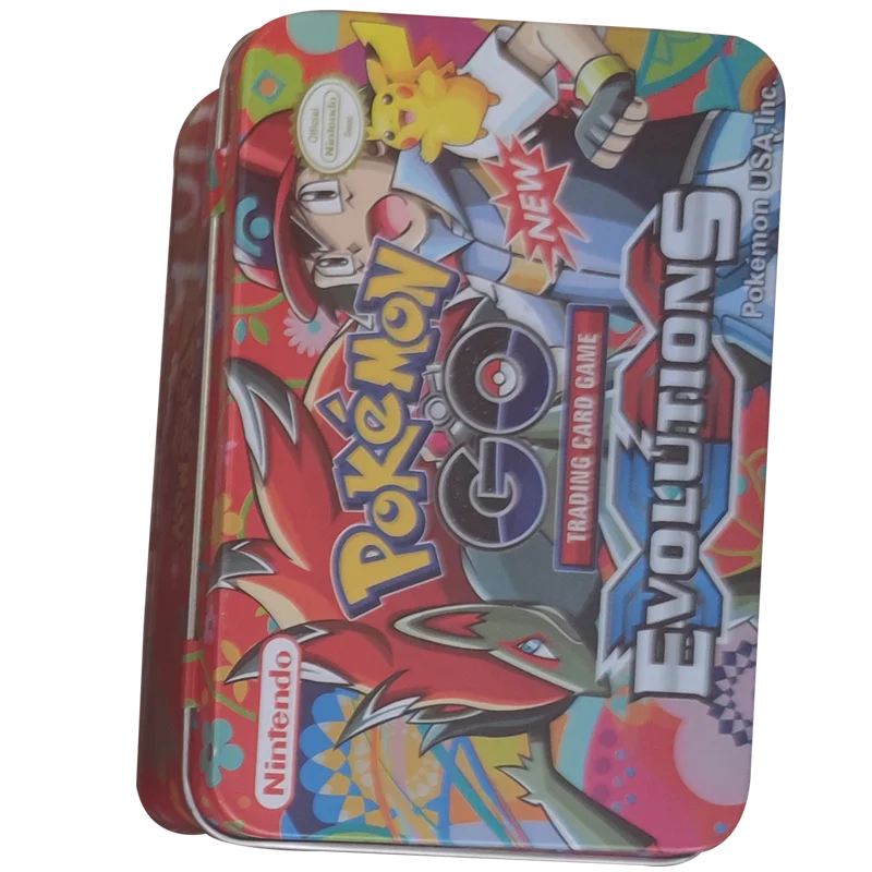 TAKARA TOMY-set de 42 cartas de Pok&eacute;mon para ni&ntilde;os, caja de hierro, juegos de batalla, Hobby, coleccionable, colecci&oacute;n de cartas de Anime-4