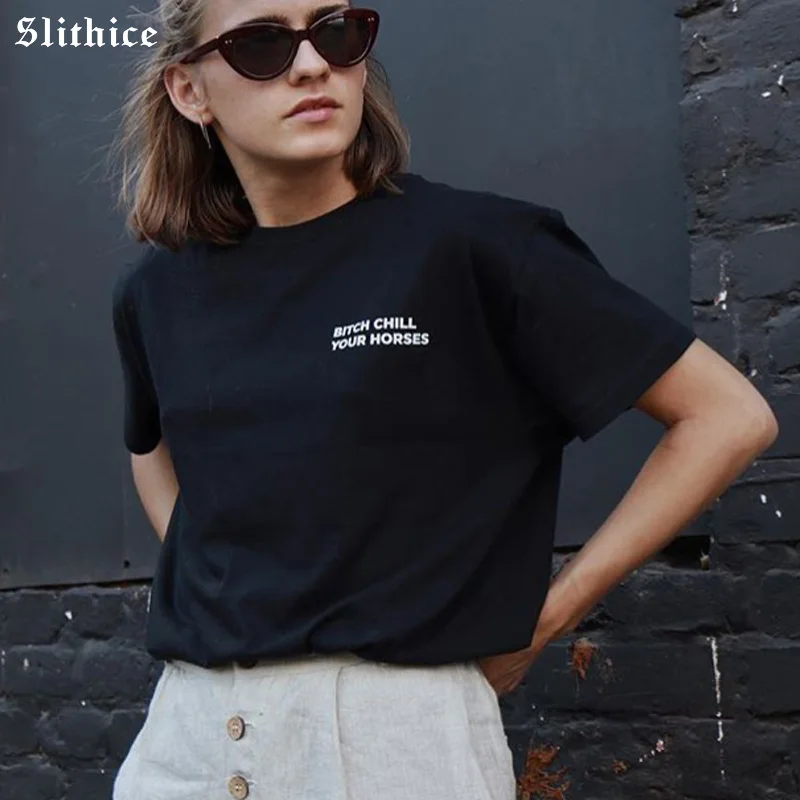 Женская хлопковая Футболка Slithice с принтом чистую лошадь повседневная забавная