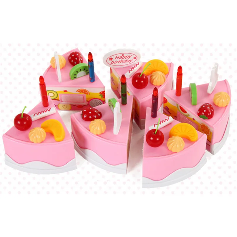 

38/54/75Pcs Cutting Birthday Cake Kitchen Food Toys Infant DIY Birthday Cake Cutting Pretend Play Toys Educational Kitchen Toys