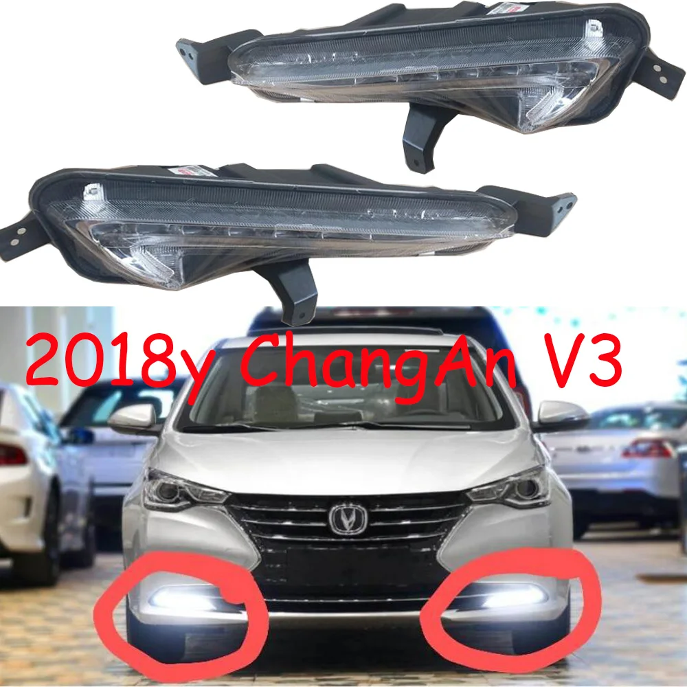 1 шт. передний бампер автомобиля головной светильник для ChangAn V3 Дневной 2018y Chang DRL