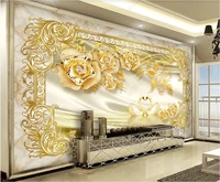 3d wallpaper for walls in rolls golden peony swan lake classical pattern jewelry decor living room photo wallpaper on the wall