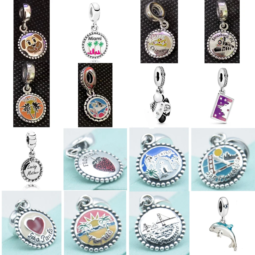 

NEW 2021 100% 925 Sterling Silver Puppy Strawberry Dolphin Charm Pendant Fit DIY Original Bracelet Fshion Jewelry Gift
