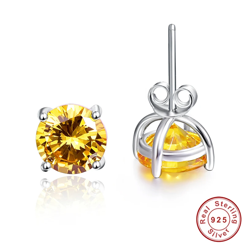 Женские серьги из натурального камня 100% Стерлинговое Серебро 925 пробы гвоздики