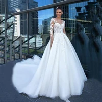 boho wedding dress 2021 bohemian sex appliques beach tulle bridal gown princess wedding party dress plus size vestidos de novia