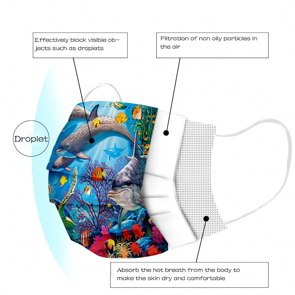 

10PCS Children's Cartoons Mask Disposable Face Mask Industrial 3Ply Ear Loop Filter Hygiene Thicken Face Mouth Mask Earloop