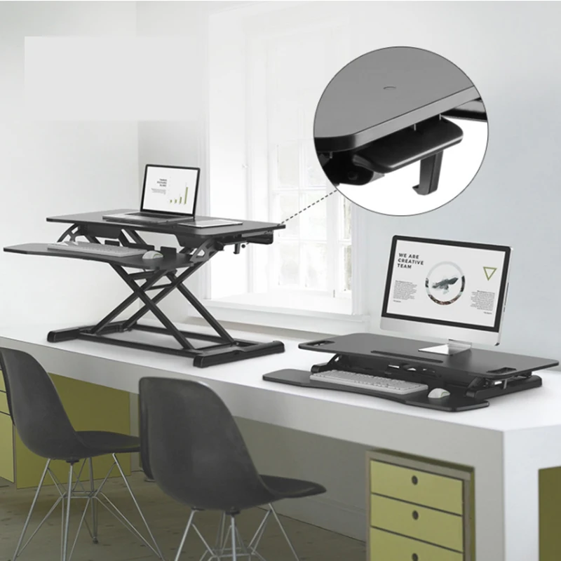 

Brateck DWS28-01 Height Adjustable Sit Stand Desk Riser Foldable Laptop Desk Notebook Monitor Holder Stand With Keyboard Tray