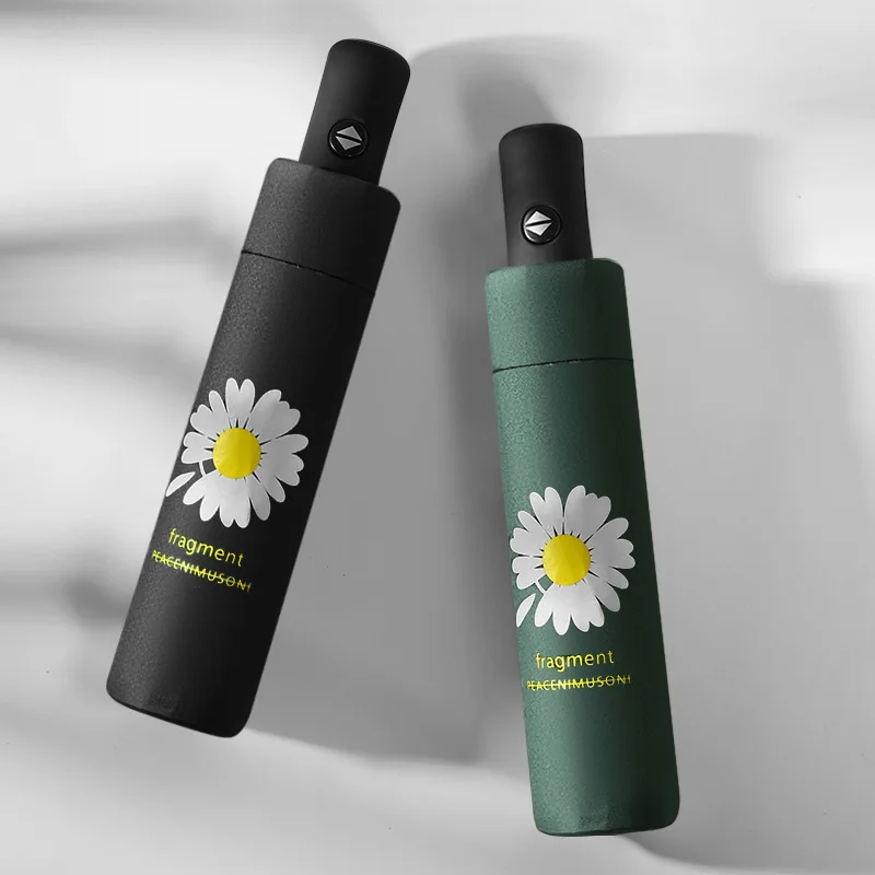 Автоматический складной зонт Маргаритка 3 с черным покрытием и защитой от