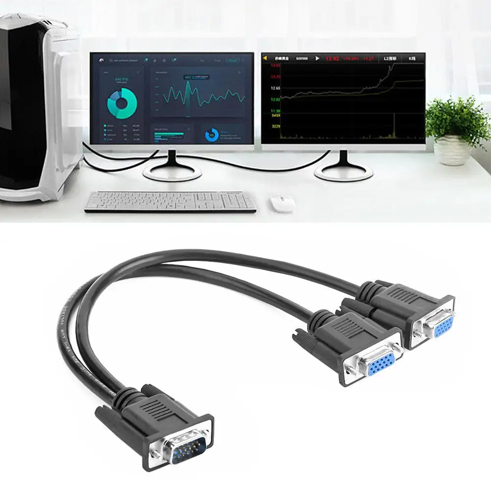 VGA разветвитель для кабеля компьютер к Dual 2 монитор адаптер Y сплиттер