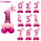 13 шт.компл. розовые фольгированные воздушные шары с цифрами для девочек на день рождения, детские праздничные украшения для принцессы, 1, 2, 3, 4, 5, 6, 7, 8, 9 день рождения