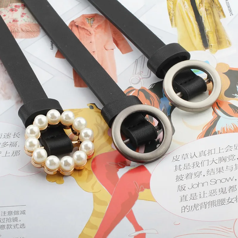 

Fashion Faux Leather Belt Female Trendy Black Belt Ladies Harajuku Style Round Buckle Belts For Jeans Pants Dress