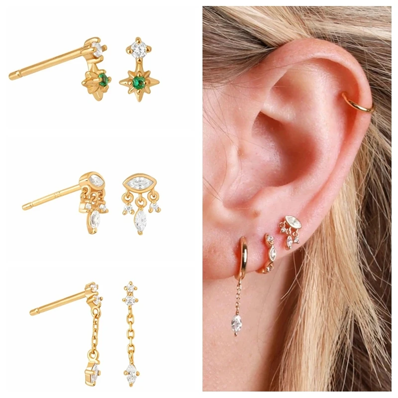 

Женские серьги-гвоздики из серебра 925 пробы с зеленым Цирконом