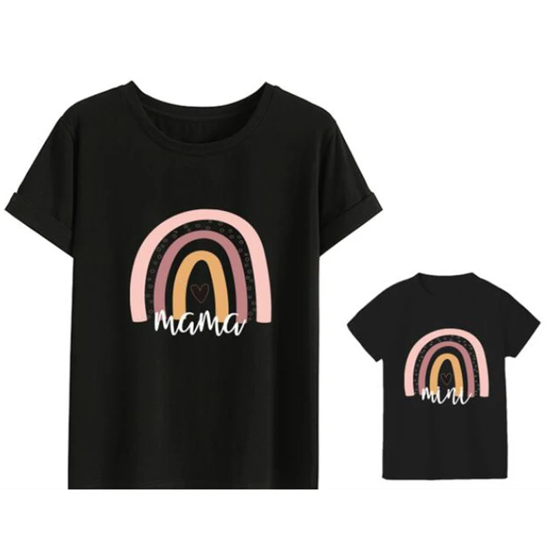 Minicamisas de arco&iacute;ris para mam&aacute; y beb&eacute;, traje de arco&iacute;ris para beb&eacute;, Regalo para mam&aacute;, camisa para mam&aacute; y yo, conjunto familiar con estampado bonito y Neutral-3