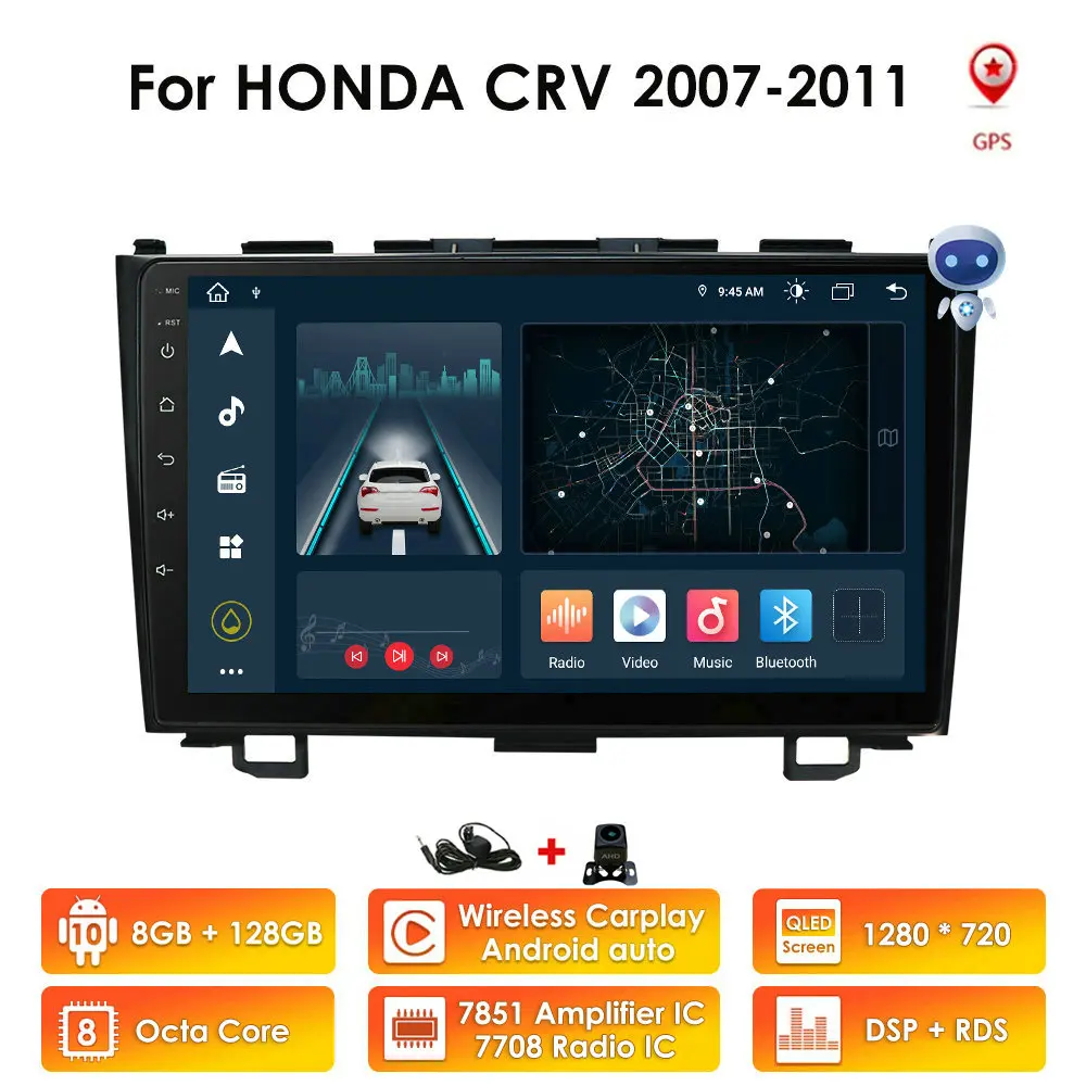 

Восьмиядерный 8G + 128G AI Voice Android 10,0 для Honda CR-V 3 RE crv 2007 - 2011 автомобильное радио мультимедийный видеоплеер GPS RDS 2 din Navi