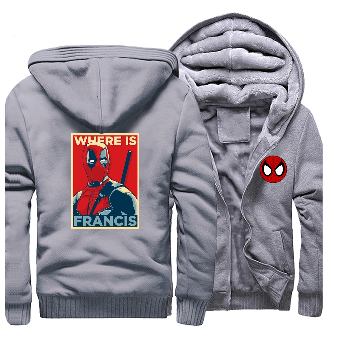 Мужская Толстая Флисовая теплая куртка Deadpool утепленная толстовка с капюшоном и