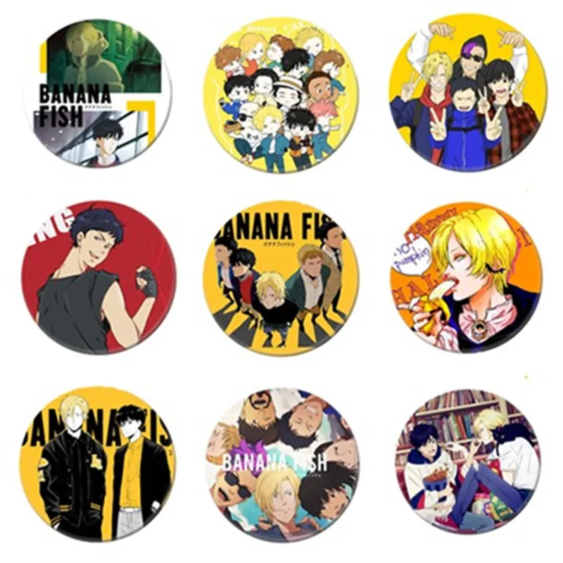 Бесплатная доставка Аниме банан брошь с рыбой девочек Значки для косплея одежды