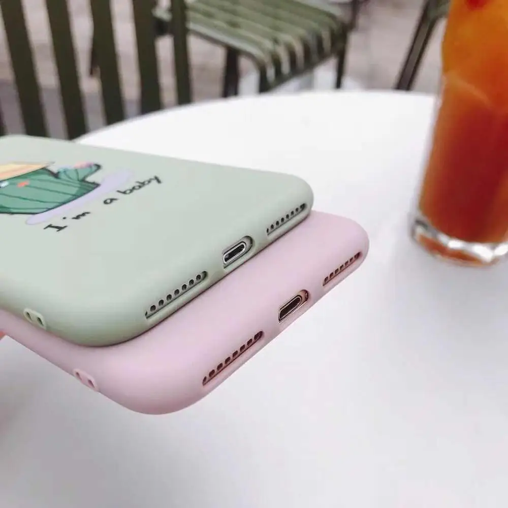 KJOEW милое зеленое растение кактус чехол для телефона iPhone 7 XS Max 8 6S Plus XR Мягкая