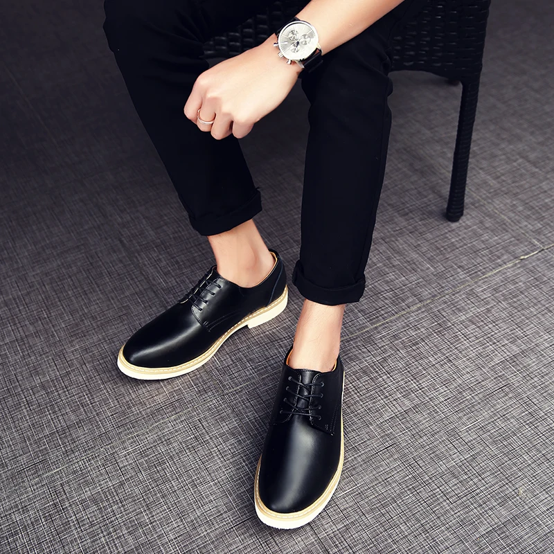 

Pattern Business Flat Shoes Men Formal Dress Leather Shoes Men's LoafersComfortable and breathable Shoes black brown 38-44