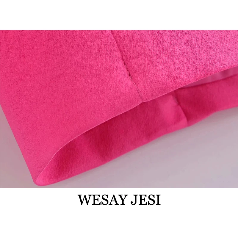 

WESAY JESI Women's Clothing Za 2021 Vintage Blazer Fashion Long Sleeve Button-Up Notched Jacket Female Casual Coat Office Lady