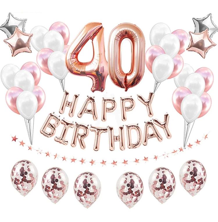 38 шт. 30th 40th 50th 60th День Рождения Розовое золото День Рождения украшения для взрослых фотостудия 21st 30 фото стенд реквизит-Аксессуары
